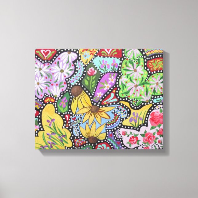 Toile enveloppée du jardin des papillons (Recto)