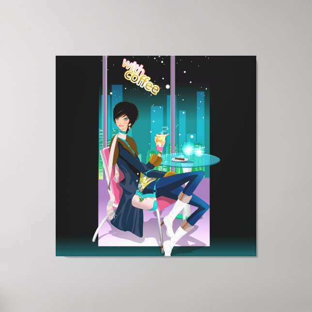 Toile Enveloppée Pour Fille De Café (Recto)