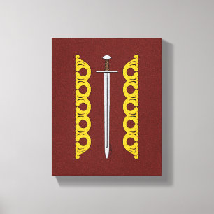 Toile Épée normande médiévale et bandes décoratives
