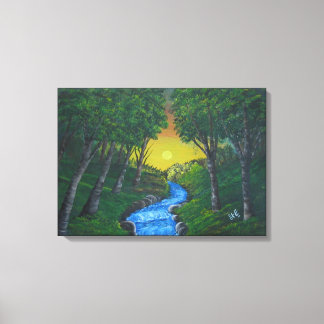 Toile Epic Sunset Forest Stream Paysage unique
