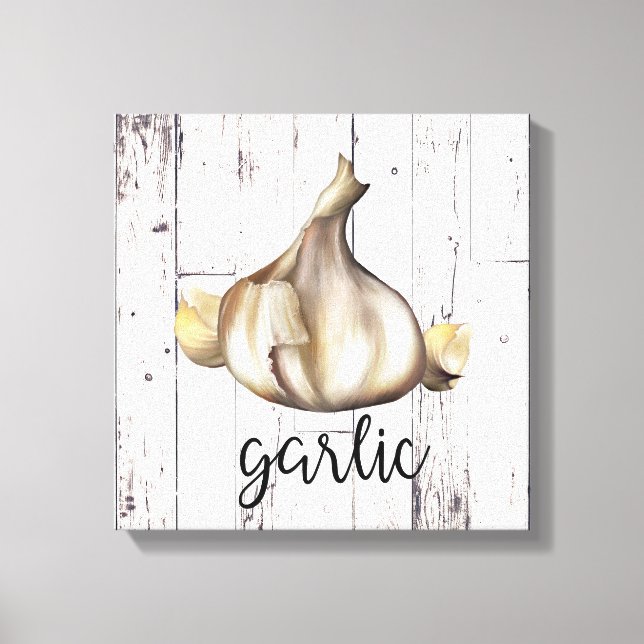 Toile ÉPICE D'AIL Cuisine de ferme rustique en bois blan (Recto)