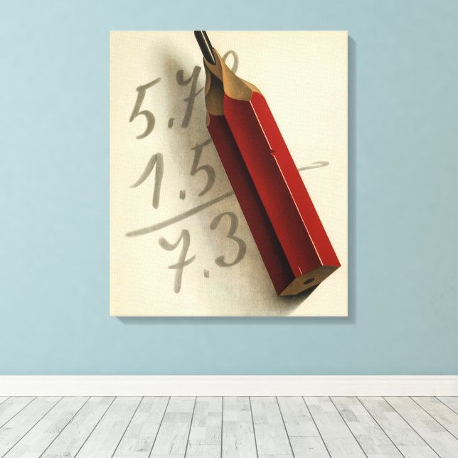 Toile Équation mathématique avec crayon rouge, Entrepris (Insitu (Plancher de Bois))