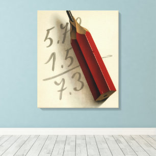 Toile Équation mathématique avec crayon rouge, Vintage