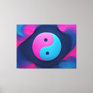 Toile Équilibre géométrique : Neon Yin Yang Motif