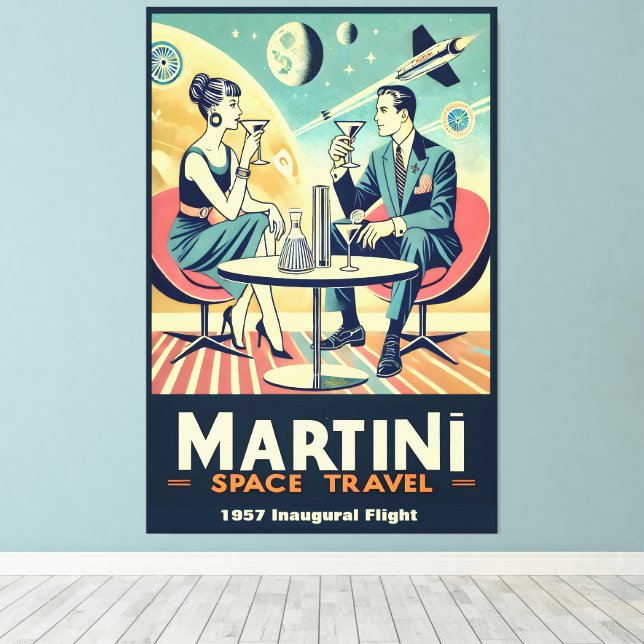 Toile Équipage de l'affiche de voyage spatial Martini  (Insitu (Plancher de Bois))