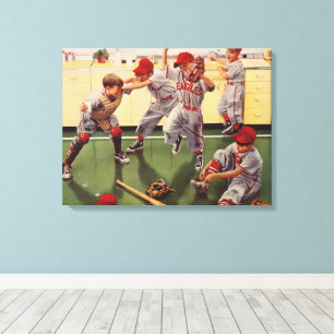 Toile Équipe de baseball vintage, garçons en train de se