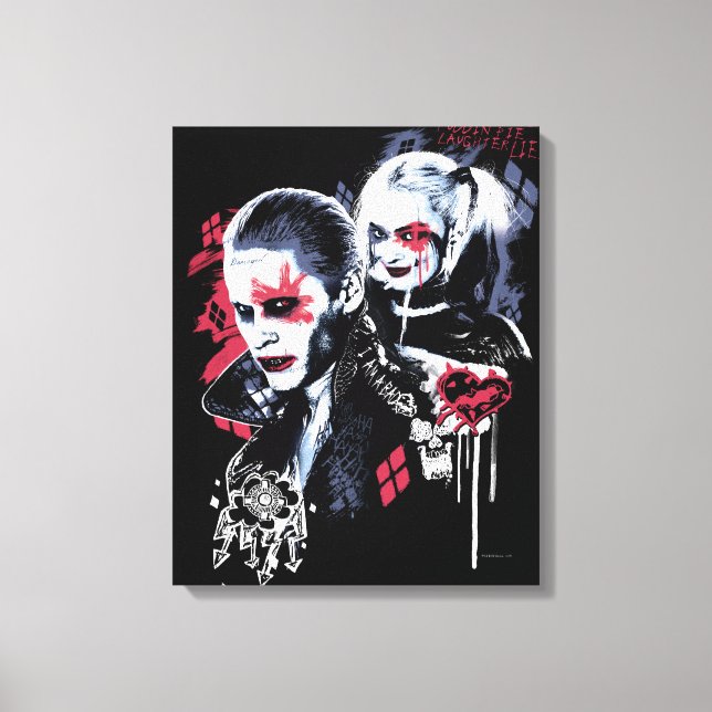 Toile Équipe de suicide | Graffiti peint Joker & Harley (Recto)