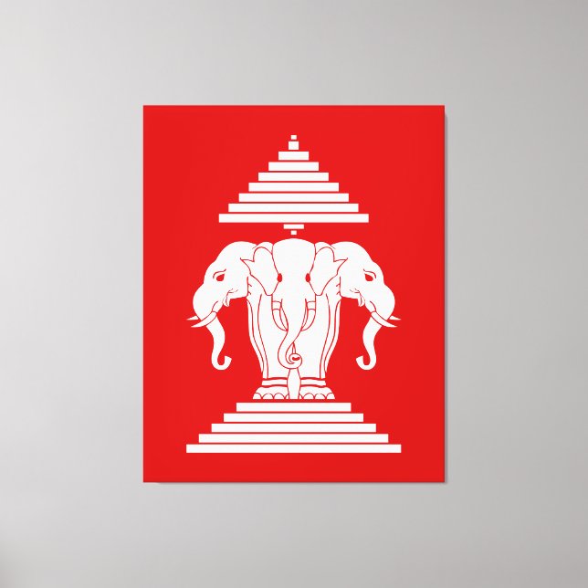 Toile Erawan Trois éléphant en tête Lao / Laos Drapeau (Recto)