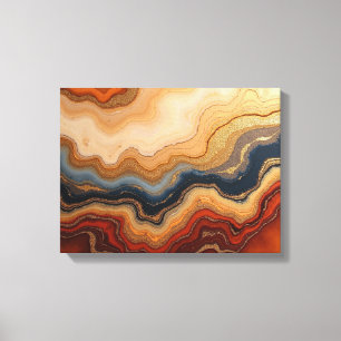 Toile Érosion Dorée – Abstrait Fluide 16"x 12"