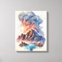 Éruption du volcan océanique avec éclair