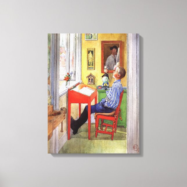 Toile Esbjorn Faire ses devoirs par Carl Larsson (Recto)