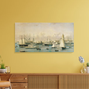 Toile Escadre de yachts vintage à Newport Harbor