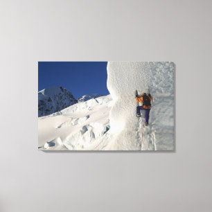 Toile Escalade de glace sur le glacier Tasman sous le mo