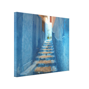 Toile Escalier bleu étroit au Maroc