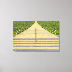 Toile Escalier du stade entre rangées de sièges verts