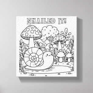 Toile Escargot et champignons mignons   Couleur   J'Ai P