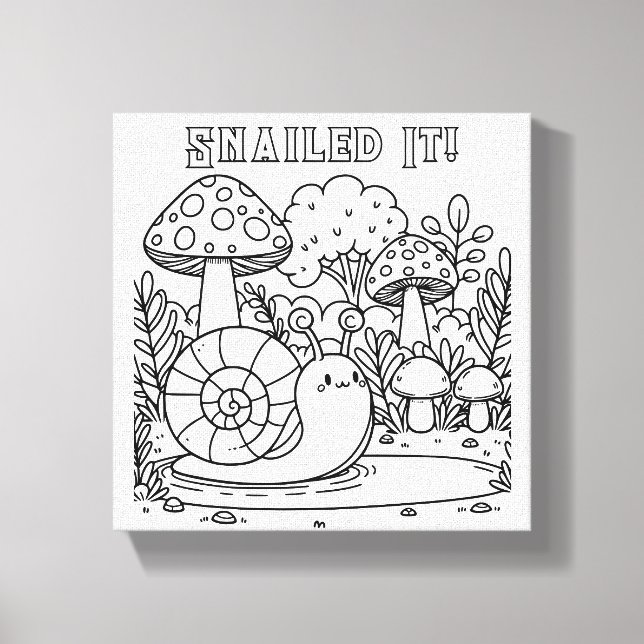 Toile Escargot et champignons mignons | Couleur | J'Ai P (Recto)