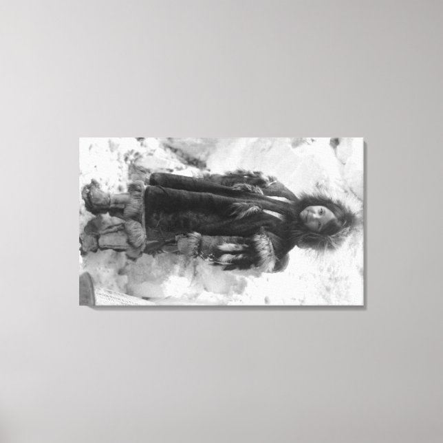 Toile Eskimo Girl in a Parka in Nome, Alaska (Recto)