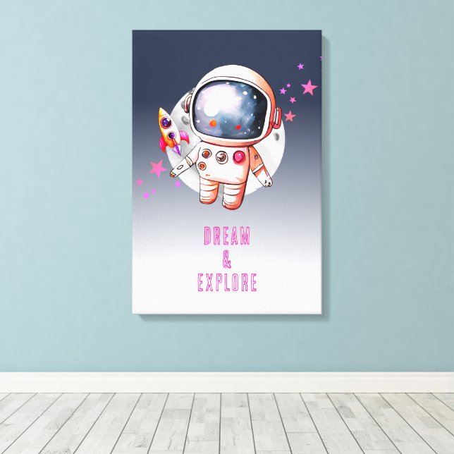 Toile Espace Galaxie Lune Astronaute (Insitu (Plancher de Bois))
