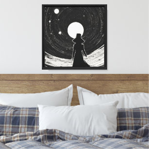 Toile Espace noir et blanc Cartoon d'art du film silen