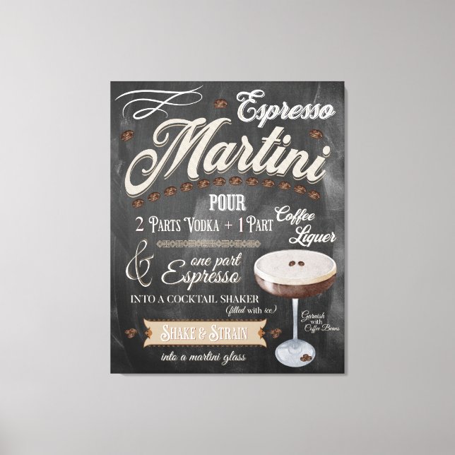 Toile Espresso Martini Chalkboard Recette (Recto)