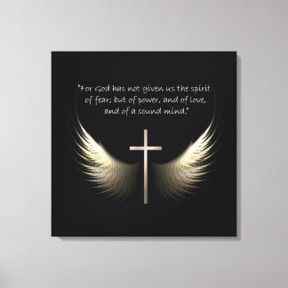 Toile Esprit chrétien et Croix 2 Timothée 1:7 Écriture