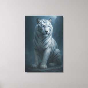 Toile Esprit de Glace Tigre Blanc – Gardien Mystique du