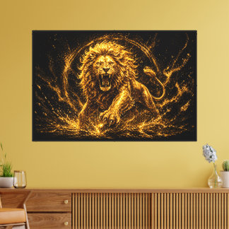 Toile Esprit de lion doré luxueux Prospérité et succès
