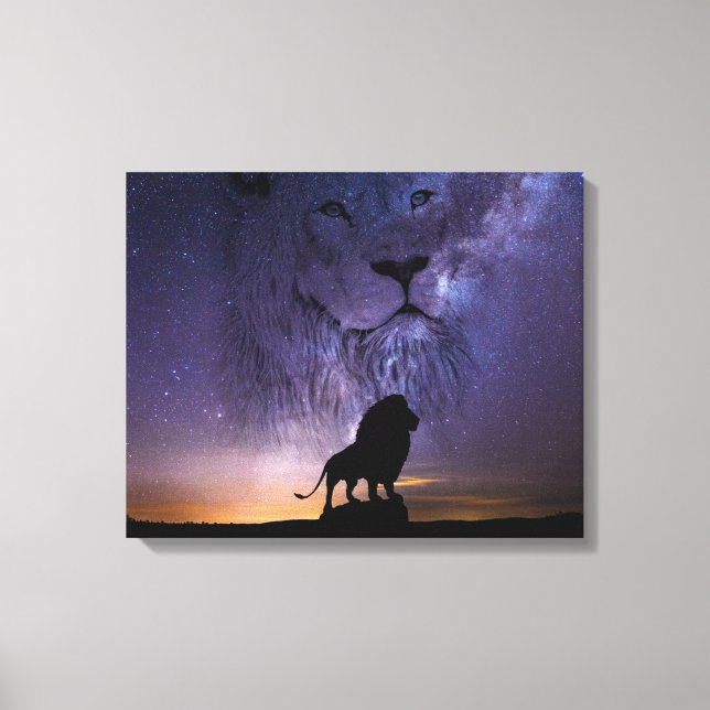 Toile Esprit de Lion & Silhouette dans le ciel nocturne (Recto)