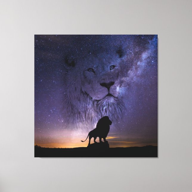 Toile Esprit de Lion & Silhouette dans le ciel nocturne (Recto)