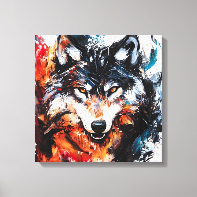 Toile Esprit de loup sauvage abstrait (Recto)