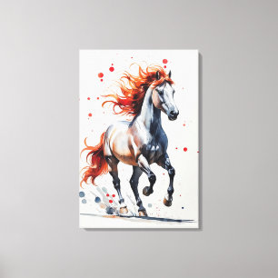 Toile Esprit Fougueux - Cheval Majestueux Art Aquarelle 