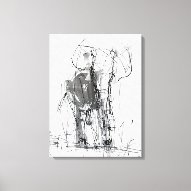 Toile Esquisse d'éléphant abstrait – Art animalier expre (Recto)