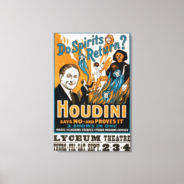 Toile Est-ce que les esprits reviennent ? Houdini Dit NO (Recto)