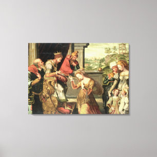 Toile Esther avant le Roi Ahasuerus avec Haman étant