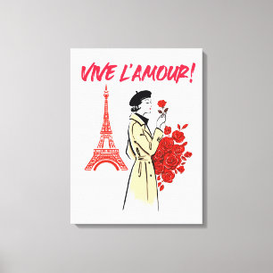 Toile Esthétique Fille de Paris – Conception Romantique
