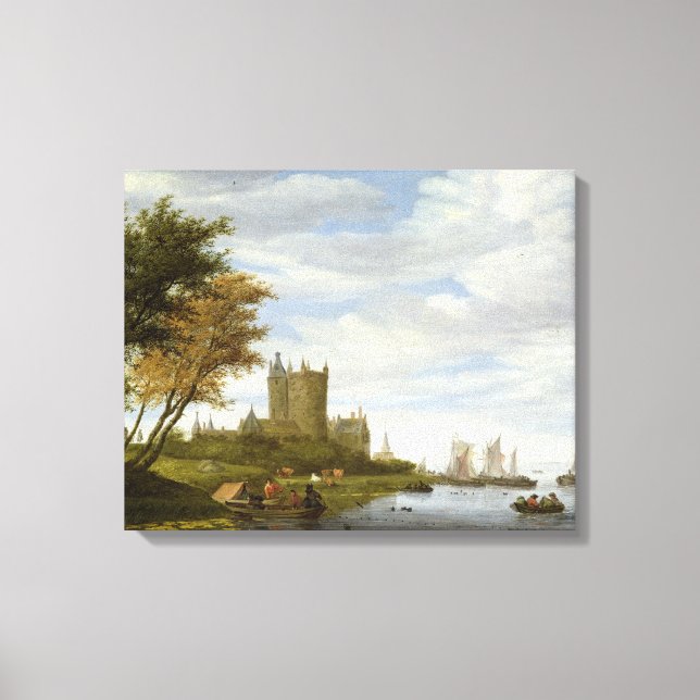 Toile Estuaire de rivière avec château (Recto)