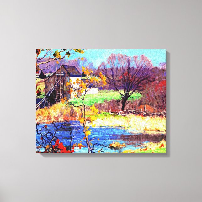 Toile Étang à Old Lyme, Connecticut, peinture d'art, (Recto)