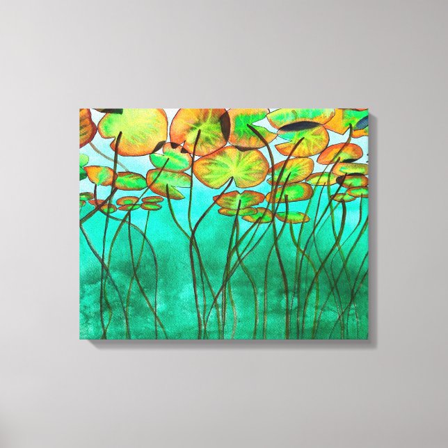 Toile étang vert serein avec lilypads (Recto)