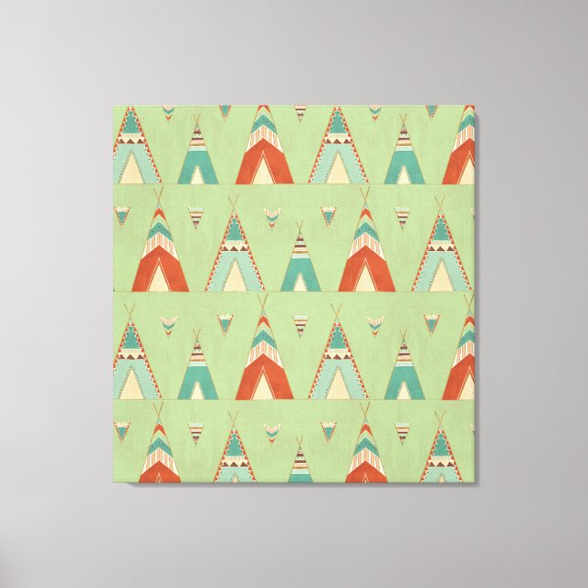Toile Étape Geo Sud-Ouest | Motif Teepee vert (Recto)