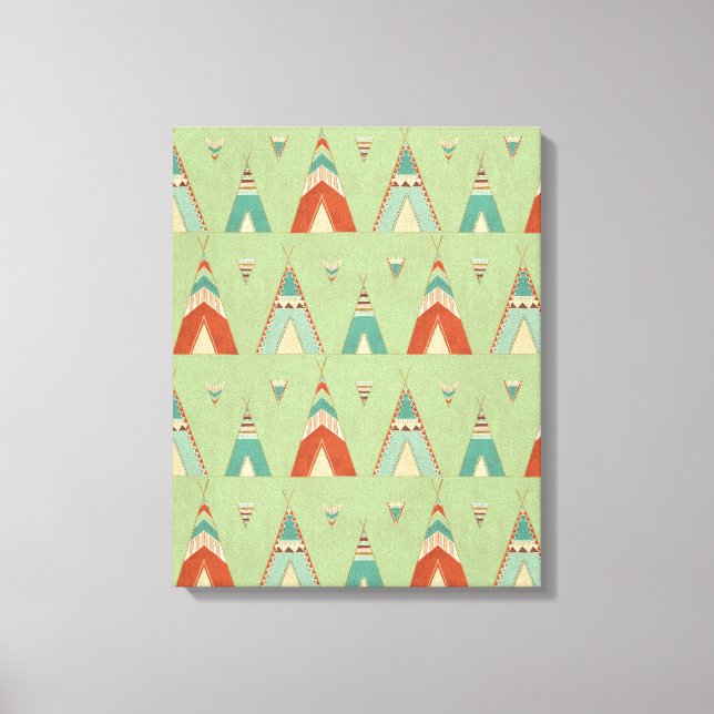 Toile Étape Geo Sud-Ouest | Motif Teepee vert (Recto)