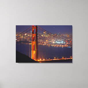 Toile États-Unis, Californie. Golden Gate Bridge la nuit