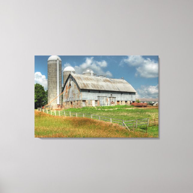 Toile États-Unis, grange et silo du Minnesota (Recto)