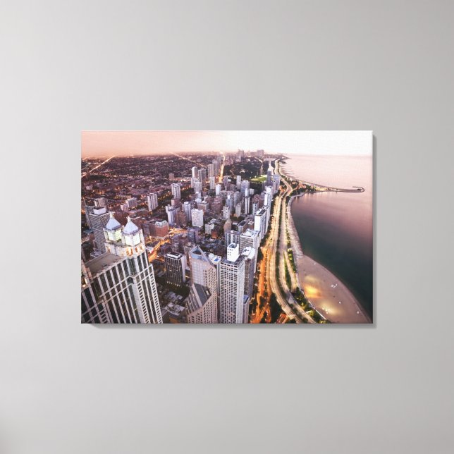 Toile États-Unis, Illinois, Chicago, Vue aérienne du lac (Recto)