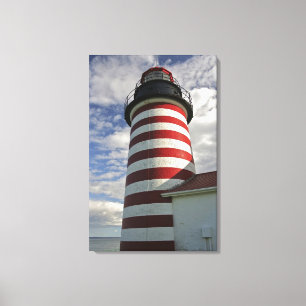 Toile États-Unis, Maine, Lubec. Phare de West Quoddy Hea