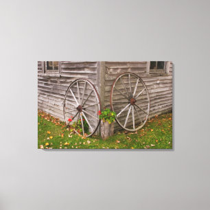 Toile États-Unis, Maine. Roues de chariot
