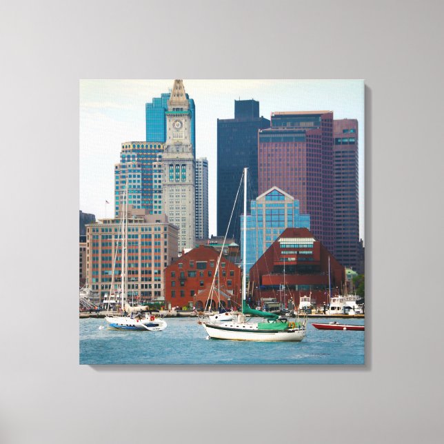 Toile États-Unis, Massachusetts. Skyline du front de mer (Recto)