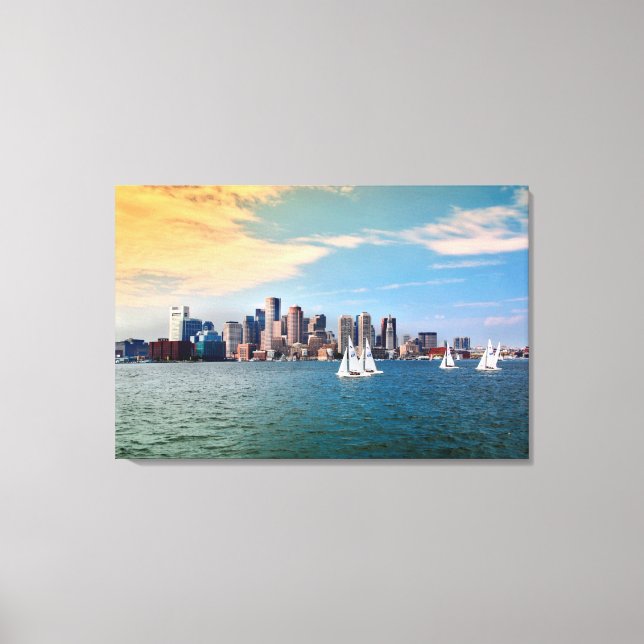 Toile États-Unis, Massachusetts. Skyline du front de mer (Recto)