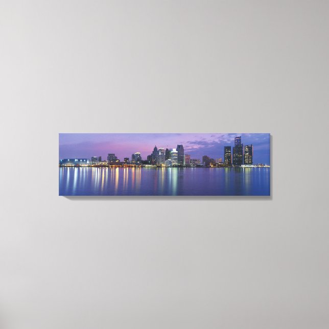 Toile États-Unis, Michigan, skyline de Detroit, nuit (Recto)