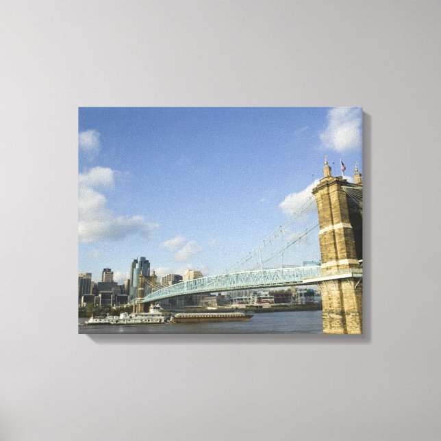 Toile États-Unis, Ohio, Cincinnati : suspension Roebling (Recto)